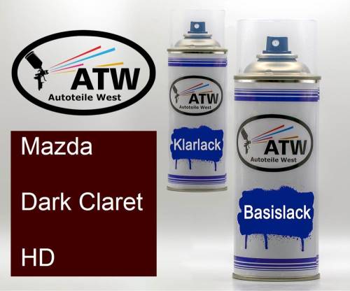 Mazda, Dark Claret, HD: 400ml Sprühdose + 400ml Klarlack - Set, von ATW Autoteile West.